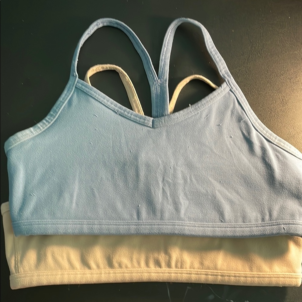 Light Blue and Cream Sports Bras